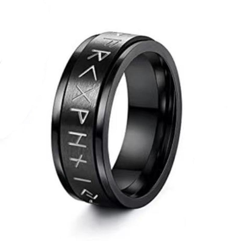 Men's Rotatable Titanium Steel Rune Decompression Ring