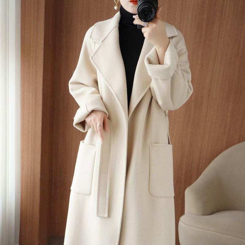 Women's Plus Size Double-Sided Wool Overcoat, Long Loose Fit (Autumn/Winter 2025)