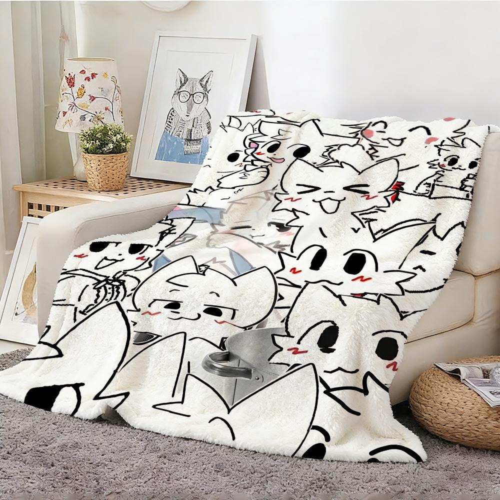 Cute Cat B-Boykisser Throw Lightweight 240G Flannel Blanket Soft Skin-Friendly For Summer Cooling