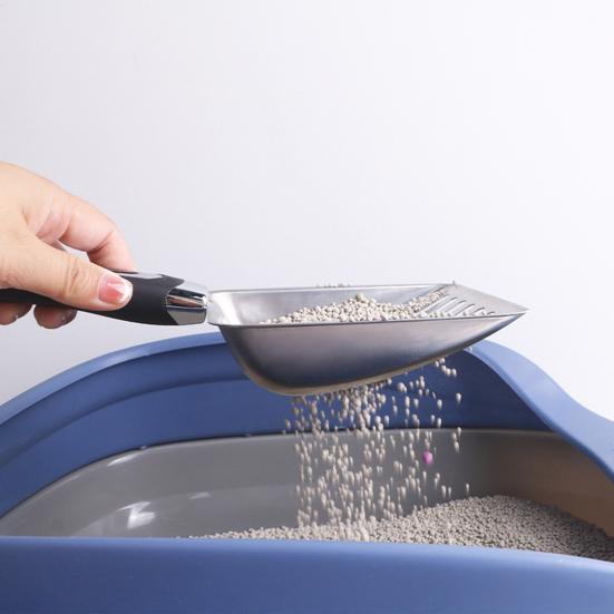 Cat Litter Scoop with Ergonomic Long Handle Stainless Steel Deep Shovel Slotted Litter Scooper Non-stick Poop Sifting Shovel Sifter Pet Supplies