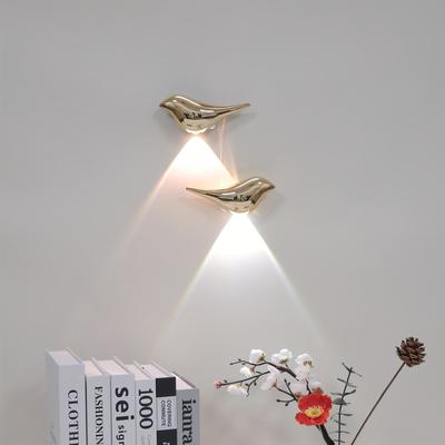 Luxury Gold Bird Shape LED Night Light, Magnetic Motion Sensor Wall Sconce, Rechargeable Dimmable Night Lamp for Home Decor