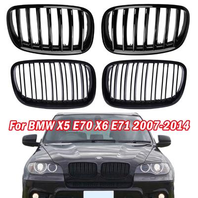 2 STÜCKE Car Styling Front Nierengrill Doppelstreben Gitter Für BMW X5 E70 X6 E71 2008-2013 Stoßstange Renngitter Autozubehör
