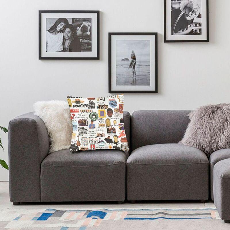 Vintage Friends Symbol Collage Cushion Cover 45X45Cm Home Decorative Printing Tv Show Throw Pillow For Car Double Side