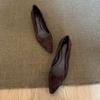 Sheepskin Version~ Minimalist Suede Pointed Head Shallow Mouth Small Wedge Heel Single Shoes Women's 2025 New Autumn Versatile Commuter Shoes