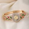 Round Dial Ladies Wristwatch Rhinestone Bracelet Quartz Watch Vintage  Watch  Court Style