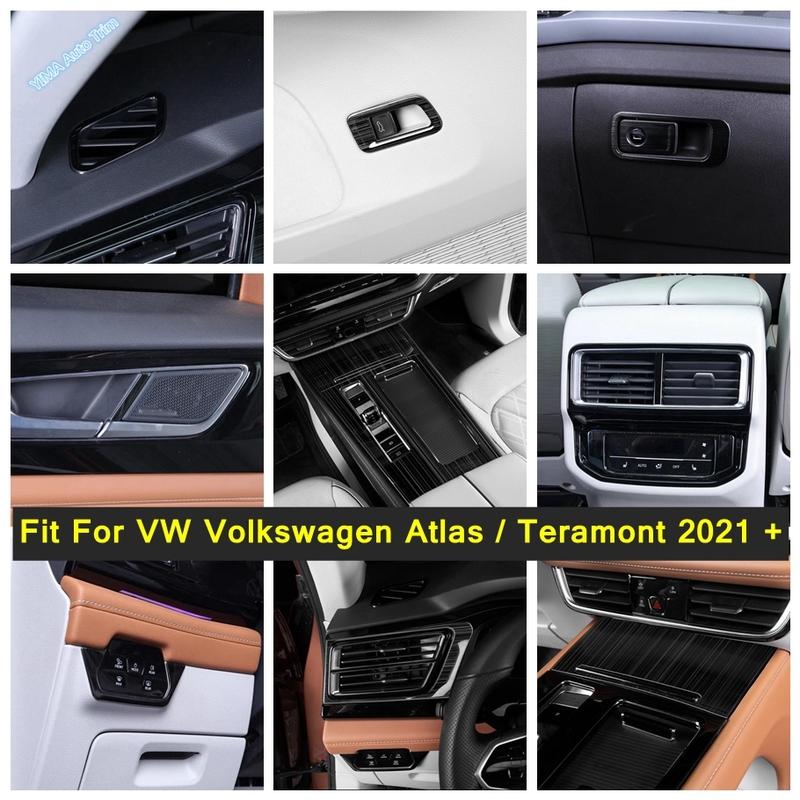 Door Handle Holder Window Lift / Storage Box Upper Decor Cover Trim Black Brushed For VW Volkswagen Atlas / Teramont