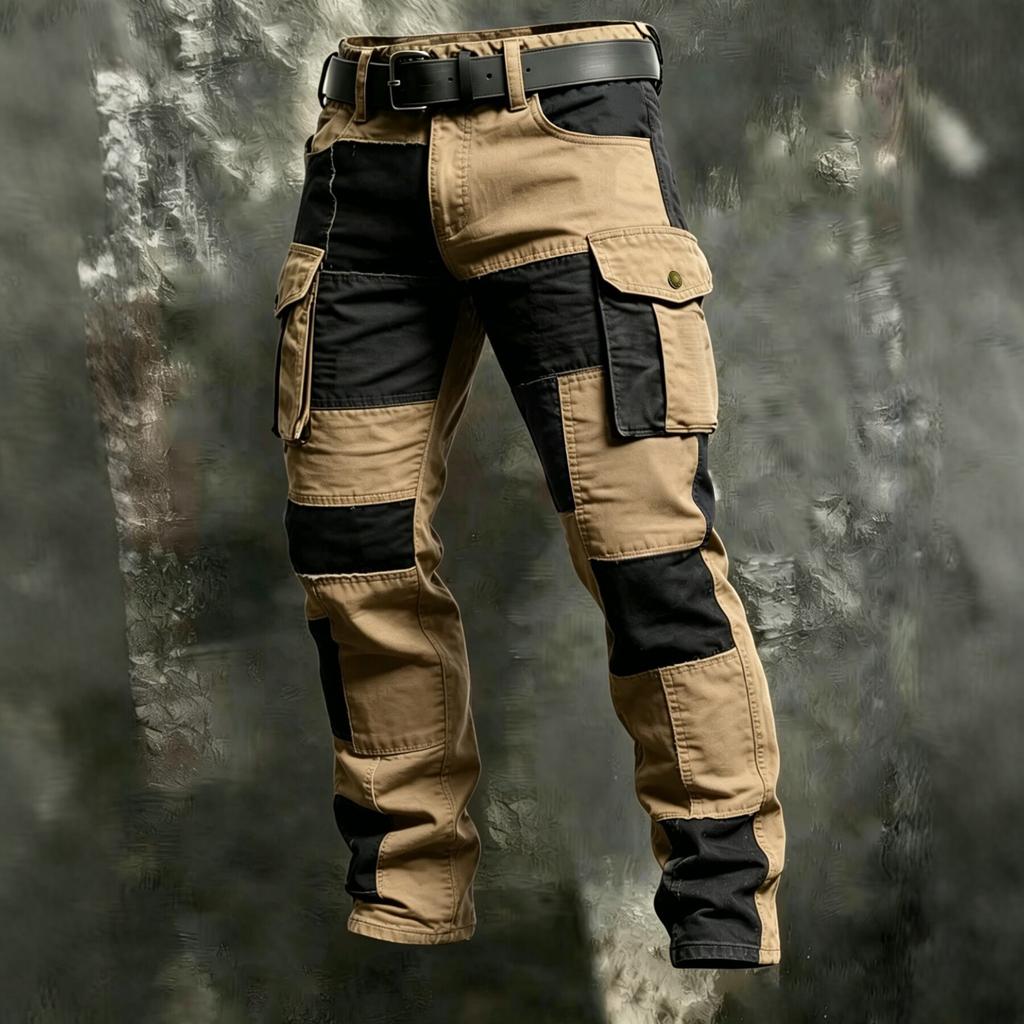 Reine Baumwolle Europäische und Amerikanische Herren Farbblock Taktische Mehrzwecktaschen Outdoor Arbeitskleidung Hose S-XL