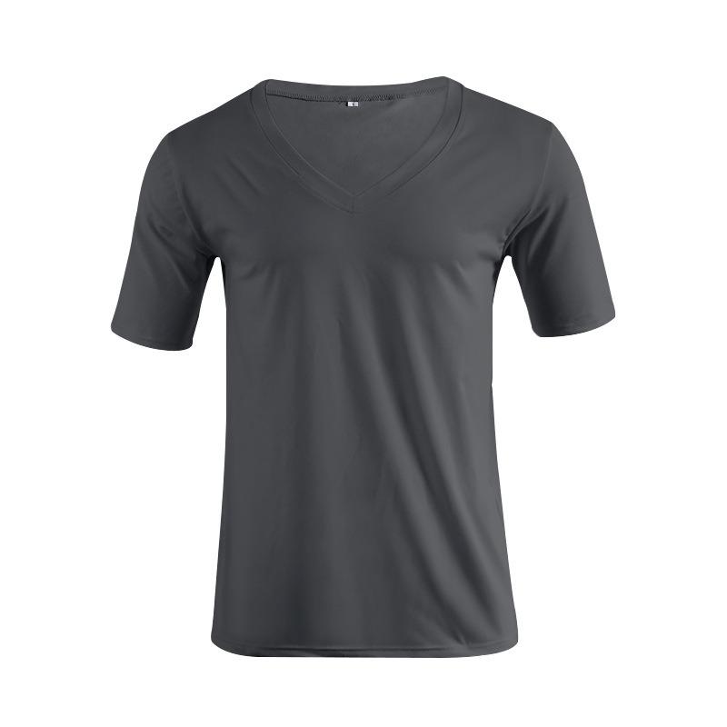 Men V Neck Solid Color Plus Size Casual Short Sleeve T Shirt