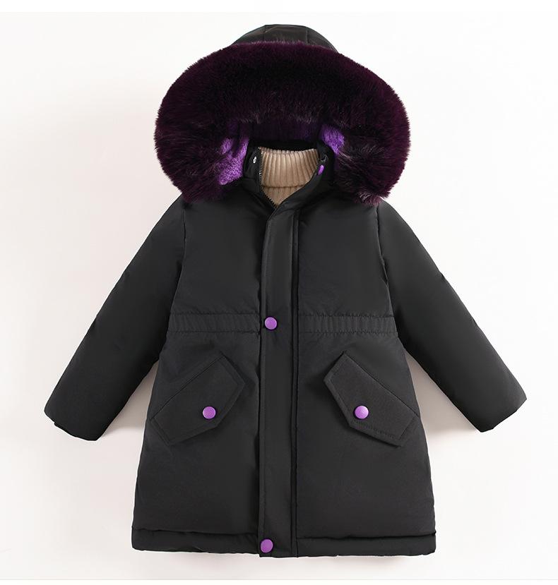 2023 Fashionable Korean Style Girls' Thickened Fleece-Lined Winter Parka Coat