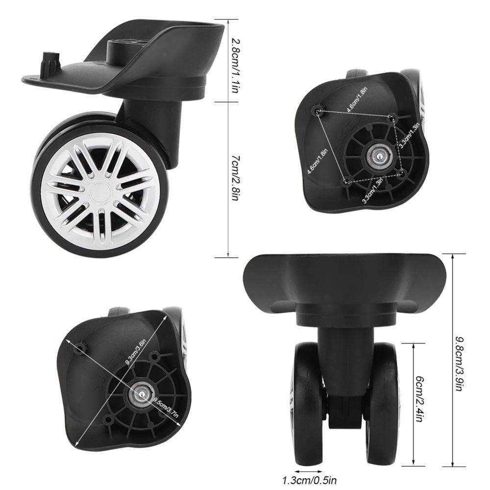 1 Pair Durable Mute Luggage Wheels Double Row Black Suitcase Wheels 360° Rotation Luggage Caster Wheels Travel Box Repair
