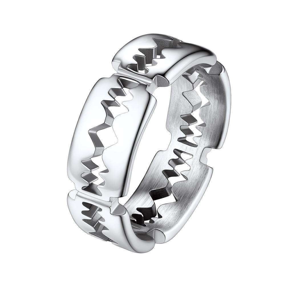 Stainless Steel Thick Blunt Blades Rings for Men Women Size 7-14 Safe Wearing Gothic Punk Cool Ring Party Jewelry Gift