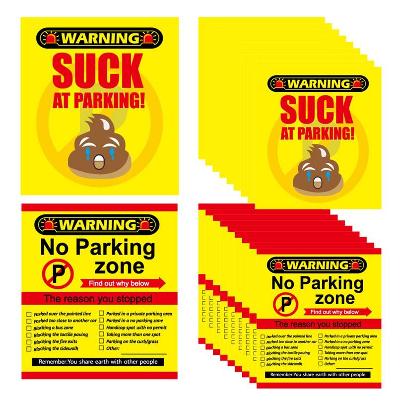 50 Pieces No Parking Zone Cards Bad Parking Cards Warning Safety Stickers Multiple Reason Violation Adult Sock Stuffer