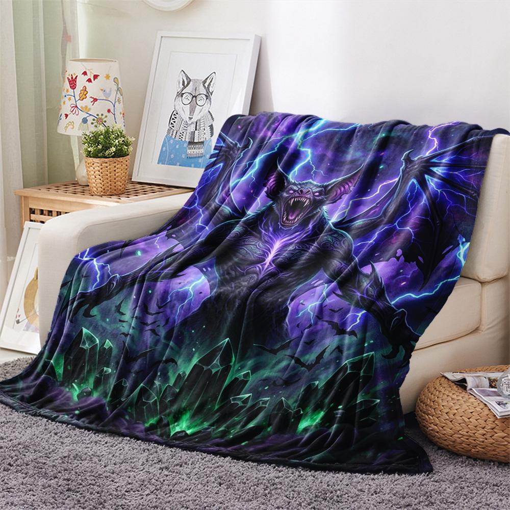 

1Pc Bat Print Flannel Blanket, High quality Comfortable for All Seasons, Home Decor, Warmth and Comfort, Perfect for Christmas Gifts 80cm x 120cm
