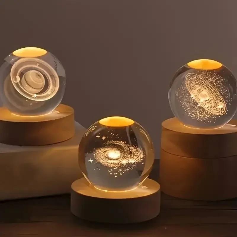 Solar System Crystal Ball Creative 3D Planets Glass Sphere Unique Luminous Decorative Balls Ornaments Gifts Home Accessories