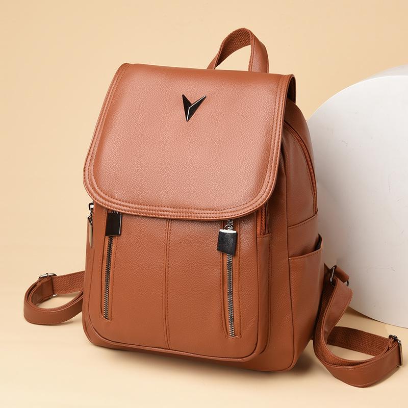 PU Leather Large Capacity Texture Backpack for Women – Casual & Stylish Ladies' Backpack