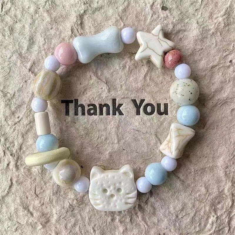 

Jingdezhen bracelet ceramic bracelet biscuit cat series niche cute versatile design bracelet