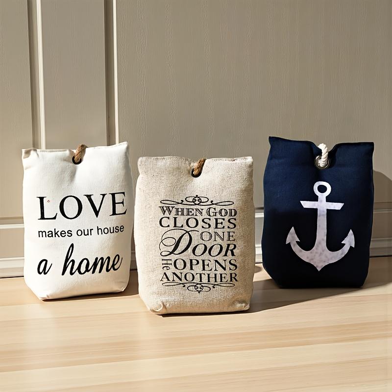 

1pc Vintage Inspired Letter Print Fabric Door Stopper with Decorative Phrases,Includes Weighted Sand Bag for Windproof,Shockproof,Ideal for Bedroom SY-MD04