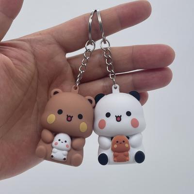 Bubu and Dudu Keychains Yier Panda Bear Say I Love You Voice Toy Glowing Anime Figures Phone Ornament Bag Decoration Couple Gift