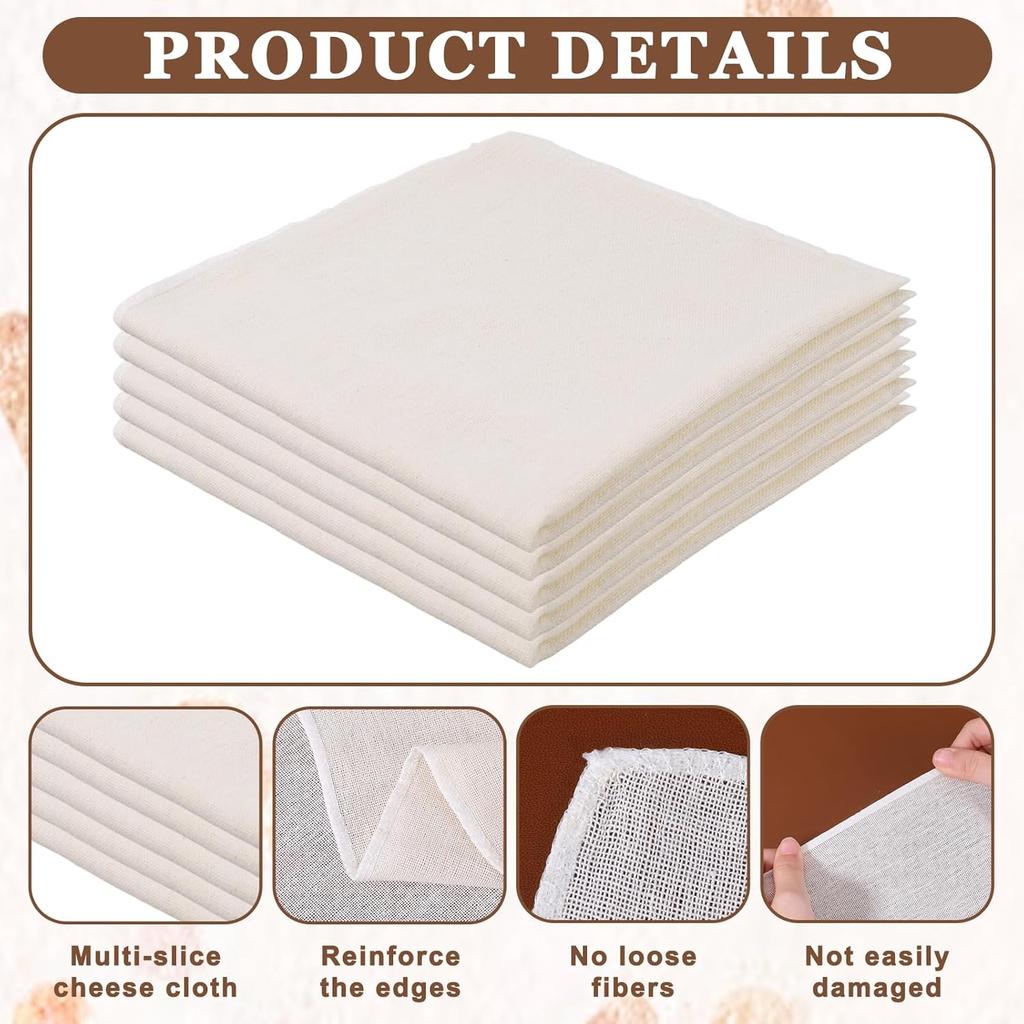 5PCS Cheese Cloths, 20x20 Inch Reble Cheesecloth for Straining, Unbleached Cotton Fine Mesh Muslin Cloth, Precut Muslin Cheesecloth for Cooking,
