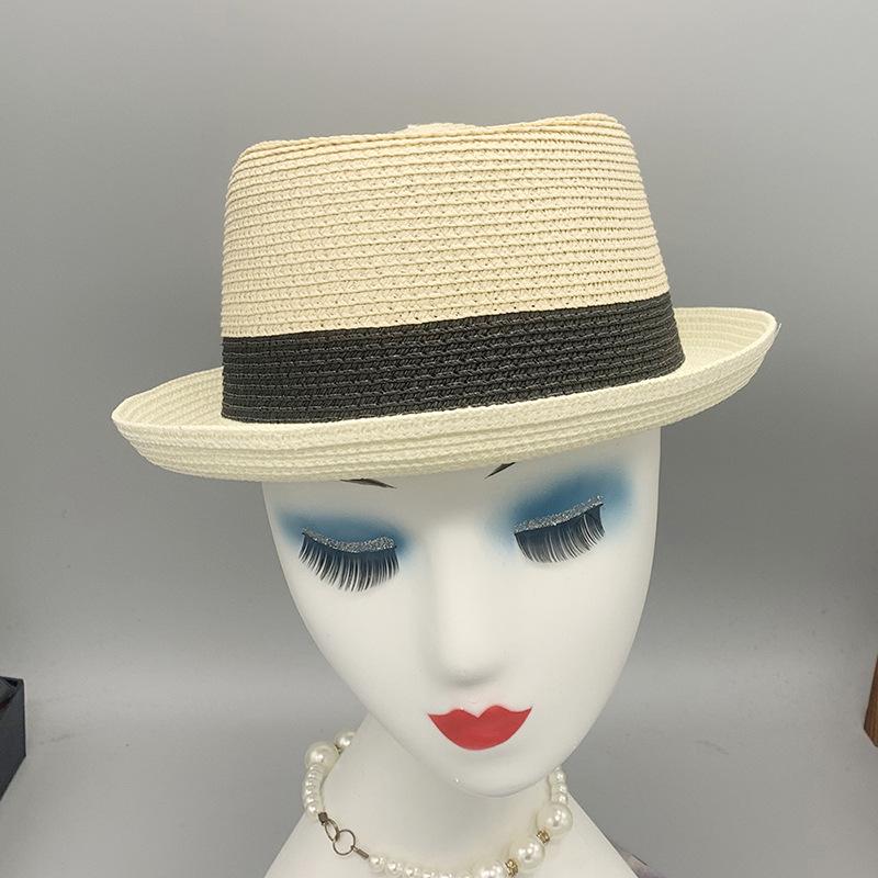 New Straw Hat Men's and Women's Jazz Hat British Sunshade Travel Holiday Fashion Top Hat Trendy Hat Ring Hat