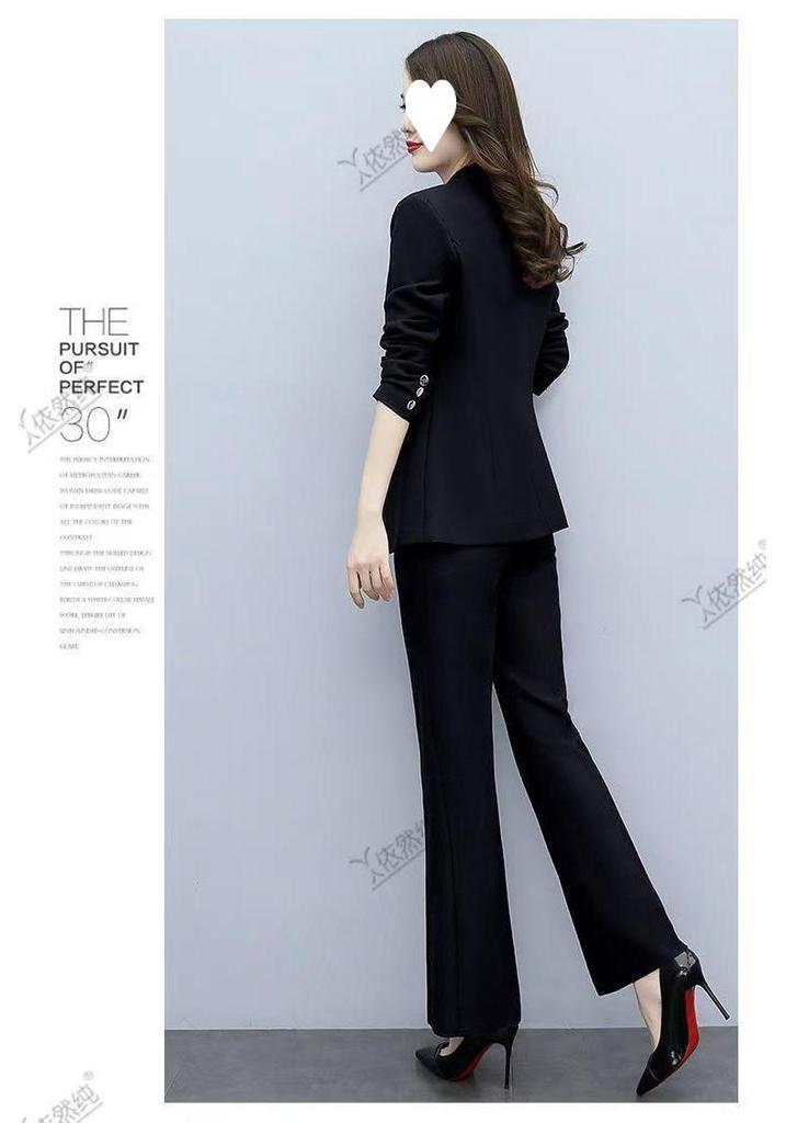 Spring 2025 Slim Fit Fashion Suit: Women's Two-Piece Set with Micro Flare Pants