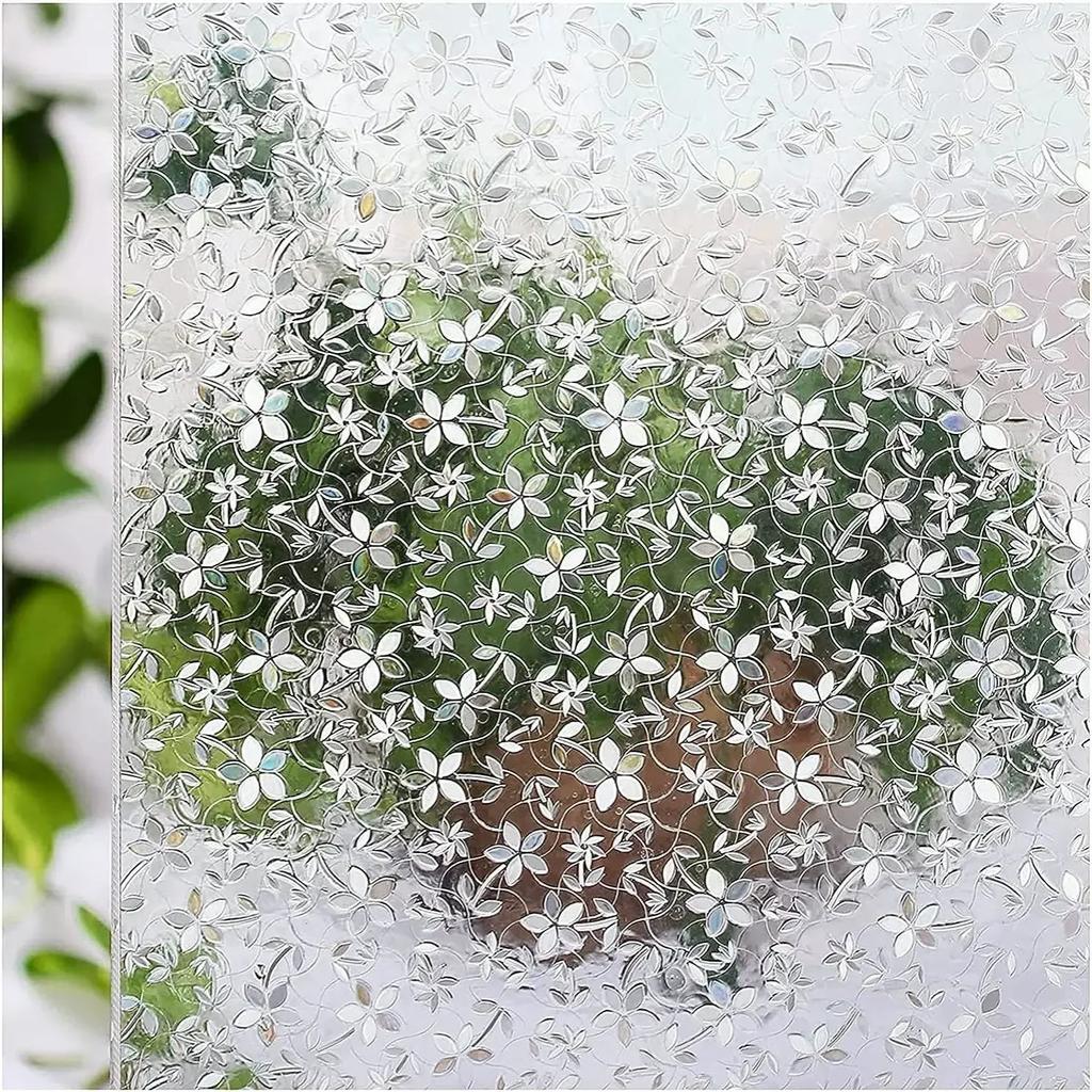 Privacy Window Film Rainbow Window Cling 3D Decorative Window Vinyl Stained Glass Window Covering Non-Adhesive Film Sun UV