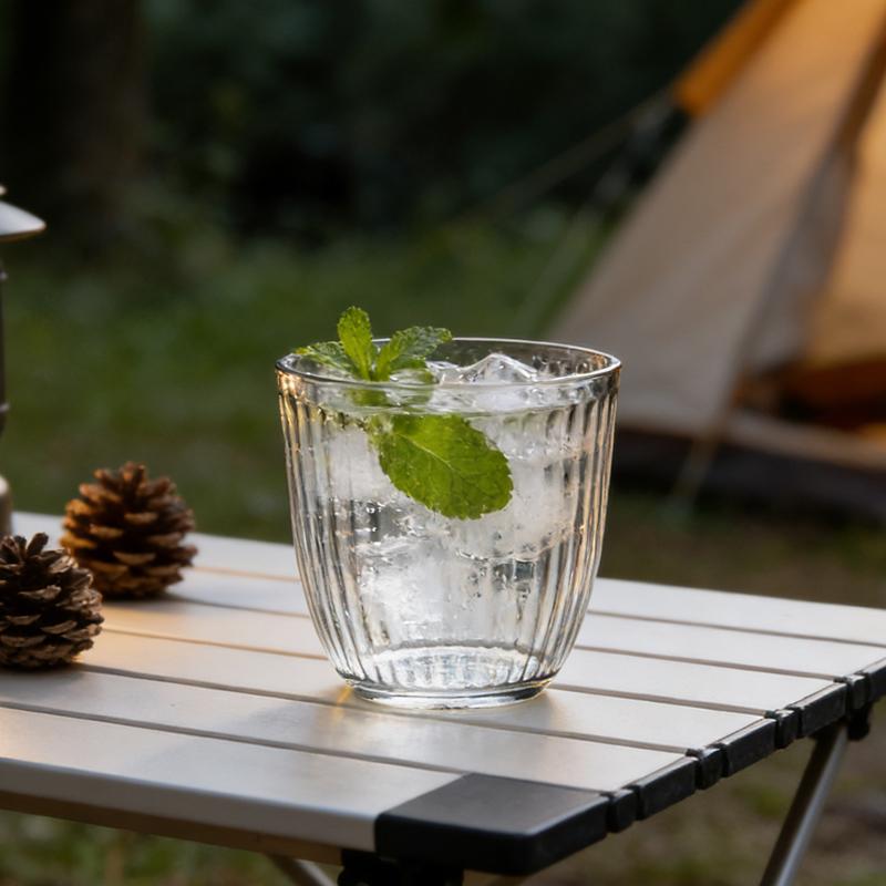 250ml/360ml American Iced Coffee Cups Simple Living Room Drinking Cups Cafe Cold Brew Transparents Vintage Striped Glass Cups