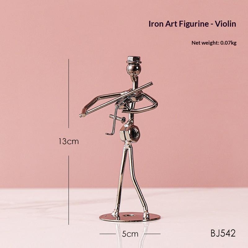 Retro Ironwork Band Ornament Metal Electroplating Mini Music Minimalist Guitar Violin Decoration Handicraft Classical Gift
