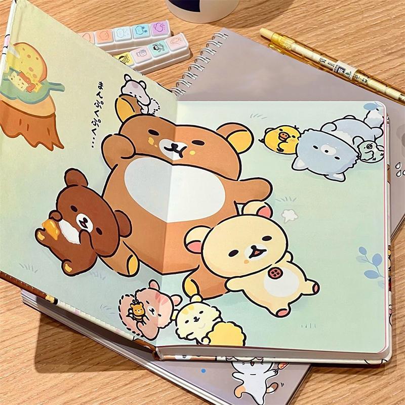 Cuaderno de dibujos animados Rilakkuma Engrosamiento Color Página interior Manuales Kawaii A5 Cuaderno de graffiti Diario Bloc de notas Papelería para niños