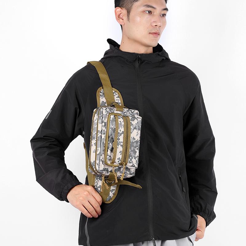 Outdoor Tactical Waist Bag Water-repellent Wear-resistant Men's Chest Bag Multi-layer Storage Commuter Shoulder Crossbody Bag