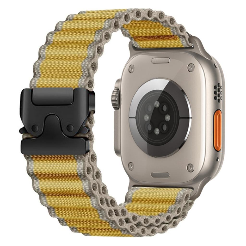 Watch Band For Apple Watch Series 11 10 42mm / 9 8 7 41mm / SE3 SE2 SE 6 5 4 40mm / 3 2 1 38mm Parachute Buckle Wide Ripple Pattern Nylon Wrist Strap
