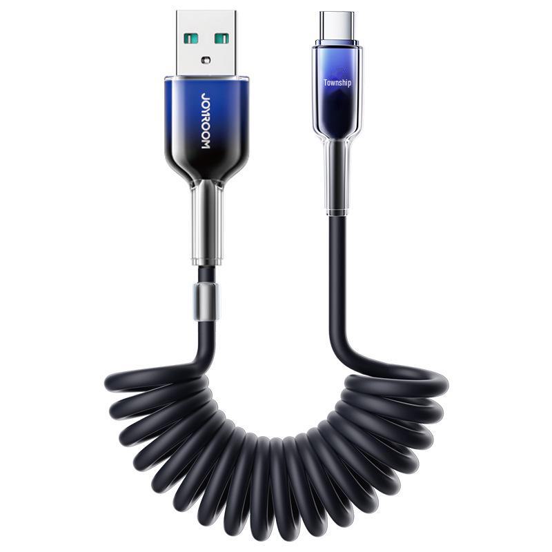 Кабель быстрой зарядки Jiletang Spring для iPhone 16 USB-A to Type-C, 1.5m чёрный