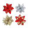 10pcs Christmas Ornament Flower 14cm Glitter Artificial Christmas Flowers Tree Ornaments For Home New Year Gifts Wedding Decor