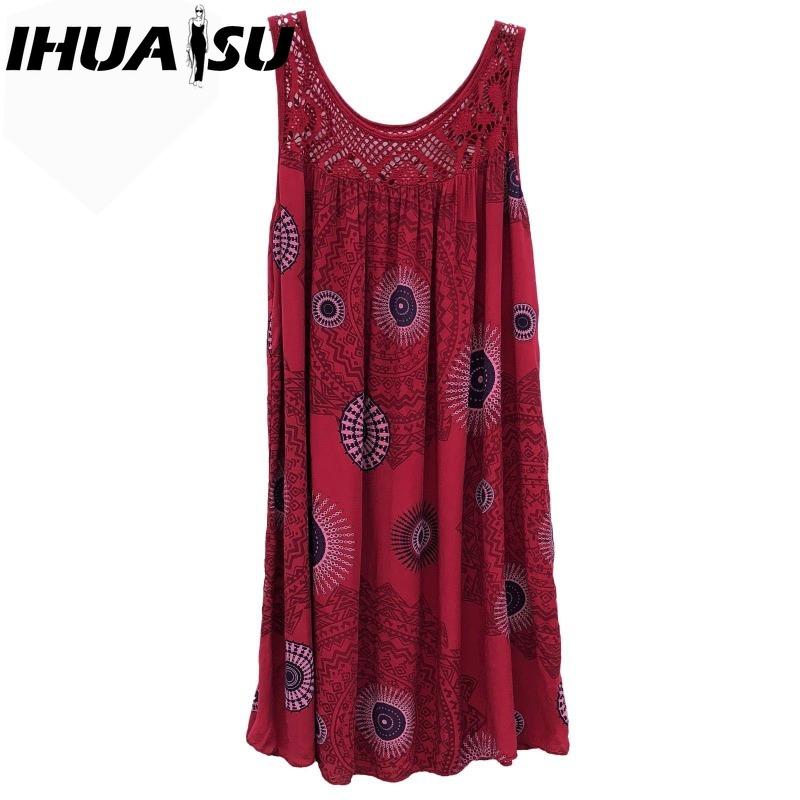 IHUASU Dámská móda Léto Jaro Jednobarevný potisk Ležérní šaty bez rukávů s výstřihem do O s vysokým pasem
