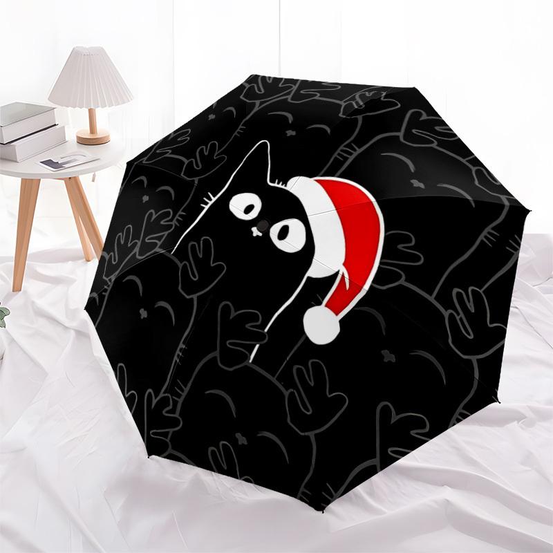 1pc Cat Christmas Automatic Open/close Folding Umbrella, Compact Portable Travel Umbrella  yy251230163