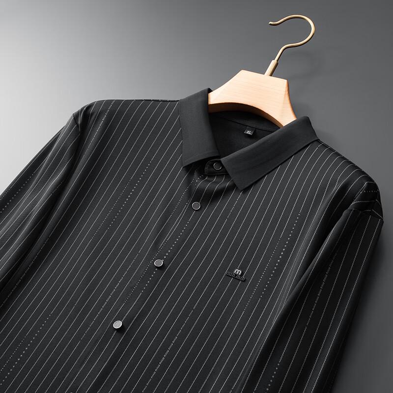 Dibinze Men's Plus Size Non-Iron Stretch Vertical Stripe Casual Shirt