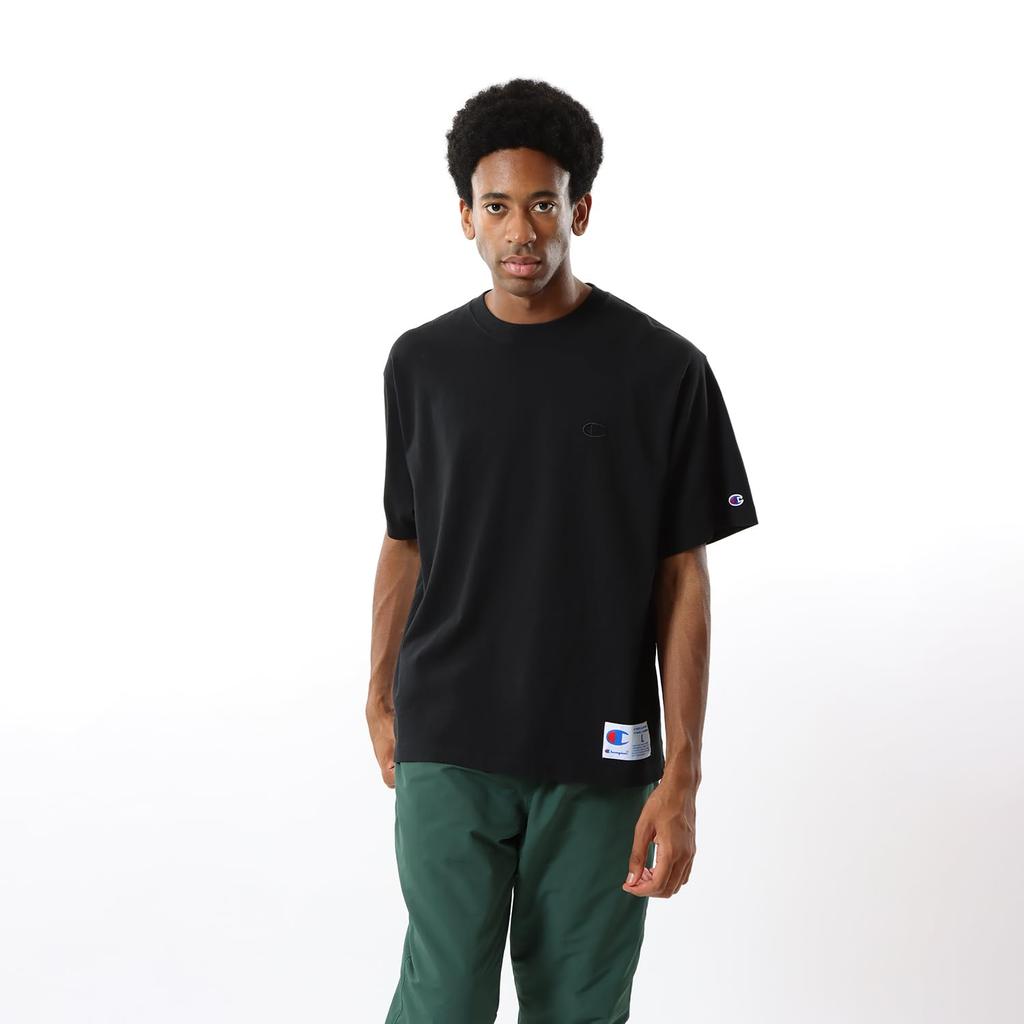 Champion Short Sleeve Action Style Size Relaxed Garment Logo Embroidery Men's T-Shirt, C3-V331, Black, 3L, 100% Cotton, USA, Fit, Wash, One-Point