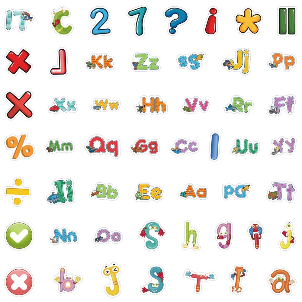 100 Nowe Cyfrowe Litery Kreskówkowe Naklejki Graffiti Naklejki na Hulajnogę Walizkę