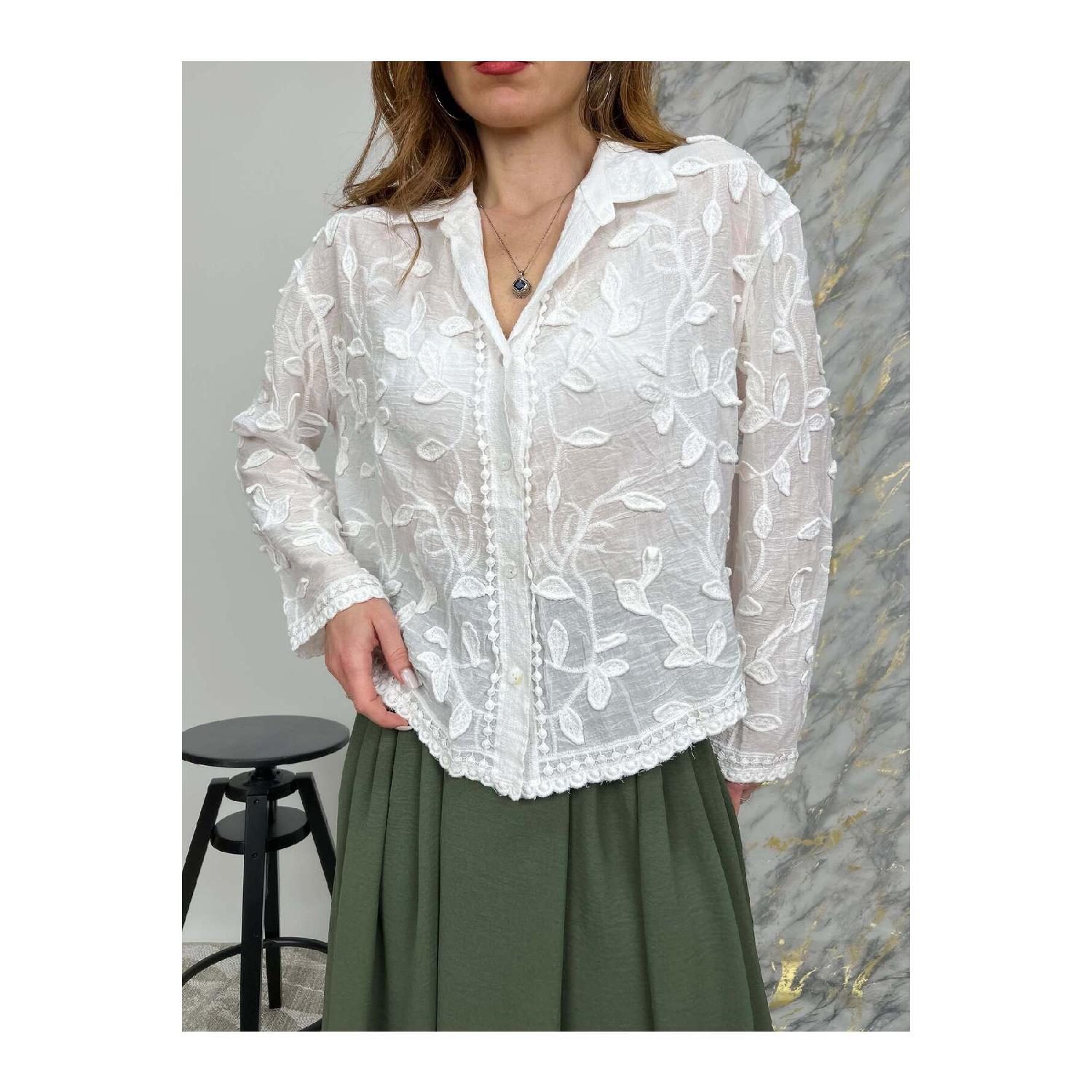 

Винтажная кружевная рубашка с цветочной вышивкой Standart белый