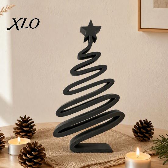 Office Desk Ornaments 3D Printed Minimalist Christmas Tree Desktop Ornament, Modern Holiday Table Indoor Outdoor Festive Display Sign for Living Room