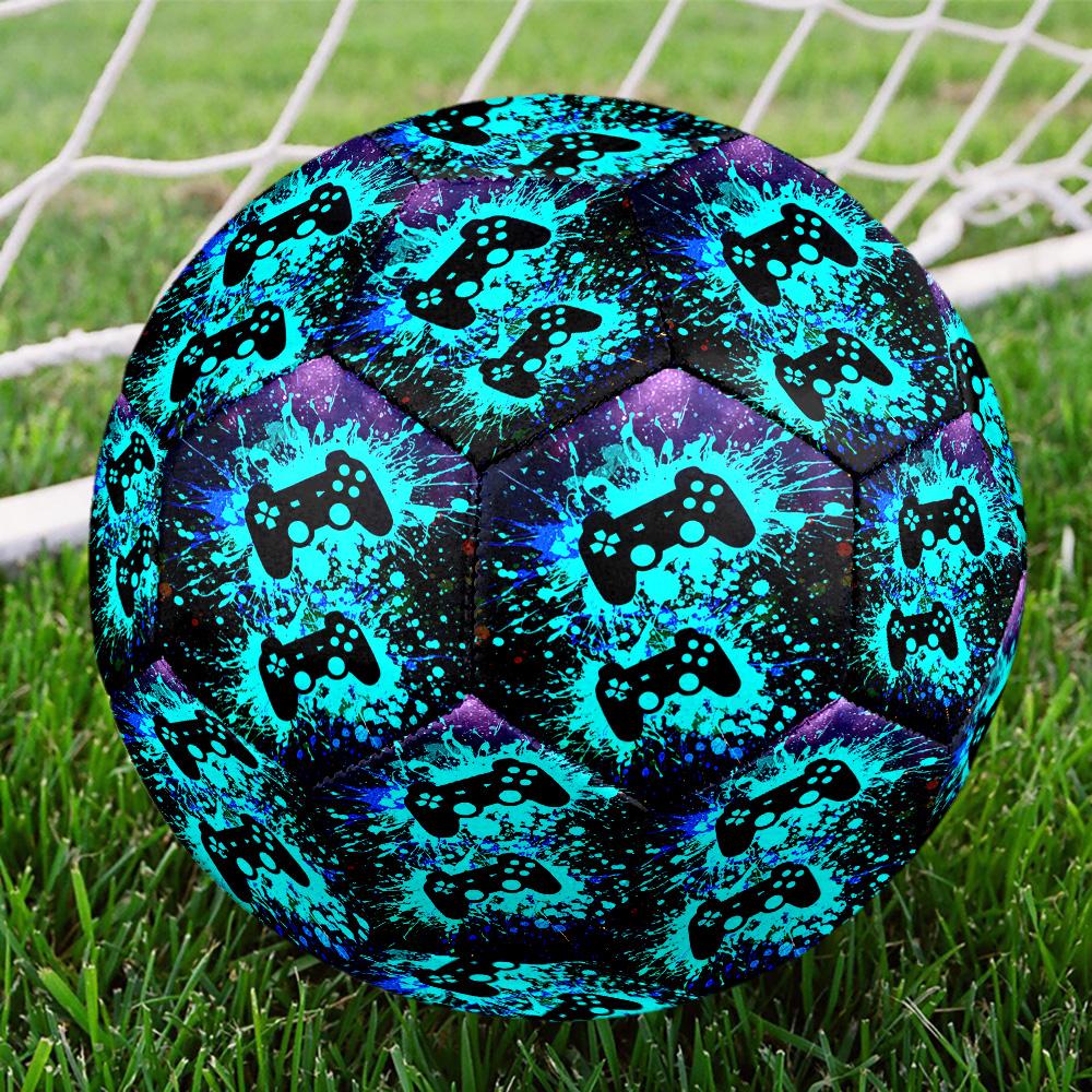 Gamepad Indoor Soccer Ball Size 5 Colorful All Ages Machine Stitched PVC Competition Ready Durable High-Bounce