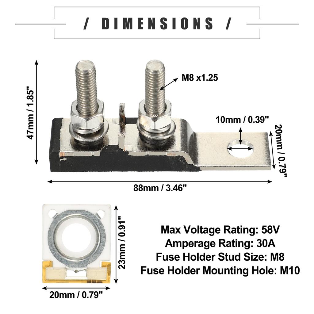 ACROPIX Terminal Fuse Block Kit Double Stud Max Voltage 58V