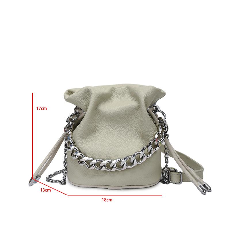 Thick Chain Clutch Bag Fashion Handbag Korean Y2k Brand Mini Small Bucket Crossbody Bag Black Phone Purse Drawstring Handbag