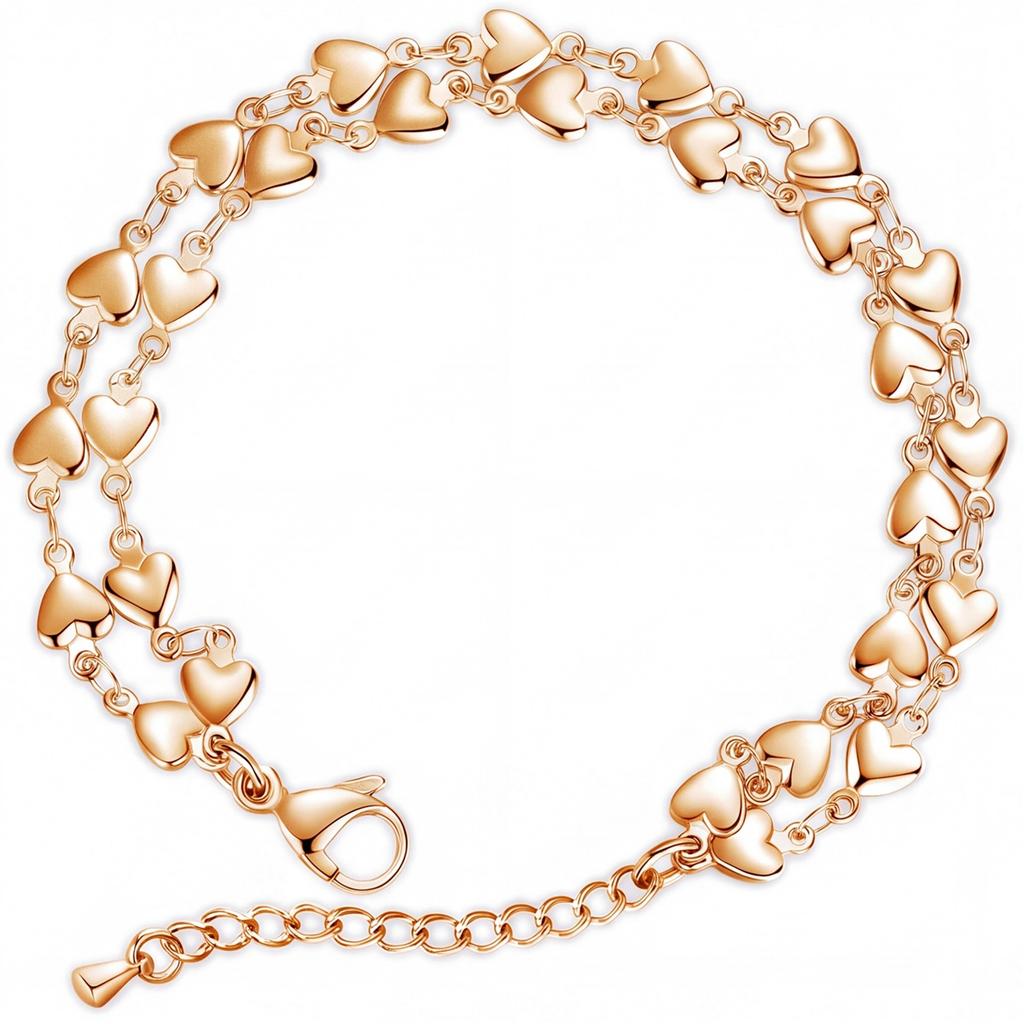 Double Layer Heart Stainless Steel Bracelet For Women European American Ins Style