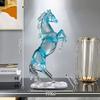 Transparent Resin Horse Statue Ornaments Home Room Cabinet Handicrafts Animal Item Office Decoration Housewarming Opening Gifts