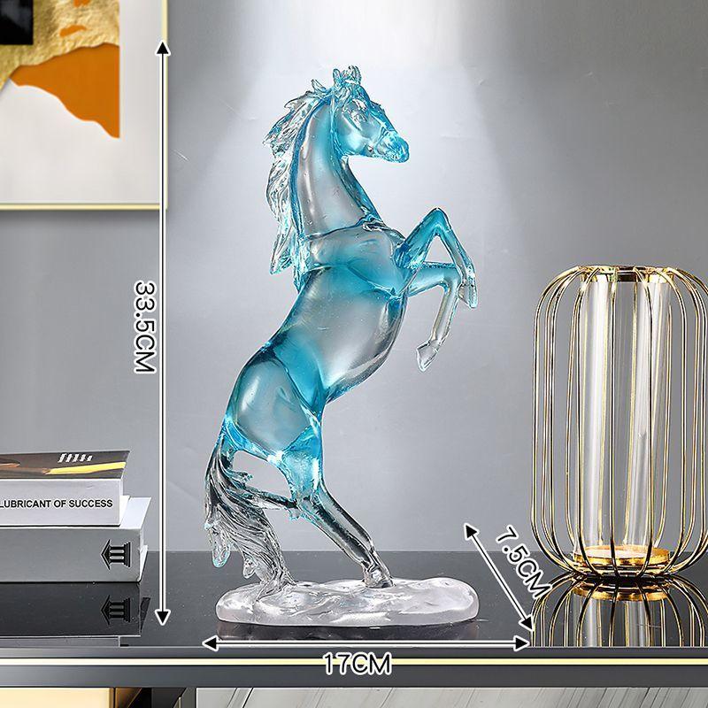 Transparent Resin Horse Statue Ornaments Home Room Cabinet Handicrafts Animal Item Office Decoration Housewarming Opening Gifts