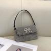 Full Rhinestone Bow Large Capacity Portable Personalized Banquet Diamond Flip Small Square Bag Underarm Crossbody