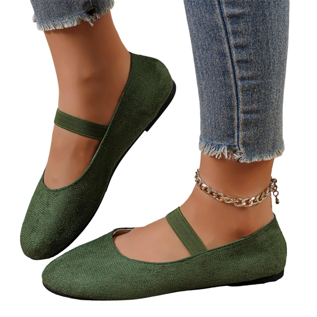 Women's Plus Size Fashion One Strap Round Toe Casual Flats for Everyday Wear