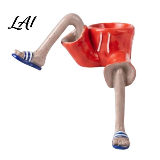 Small Decorative Plant Vase Sitting Human Shaped Resin Planter Creative Flowerpot with Legs Leggy Planter for Indoor Humanoid Succulents &