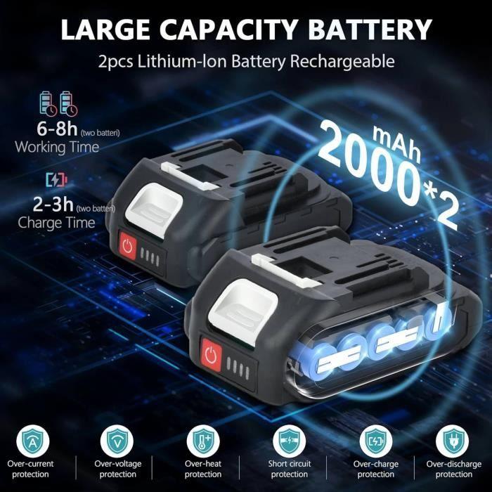 Sécateur électrique - nuzeky - professionnel 30 mm - 2 batteries 21v - lame en acier sk5 - écran lcd